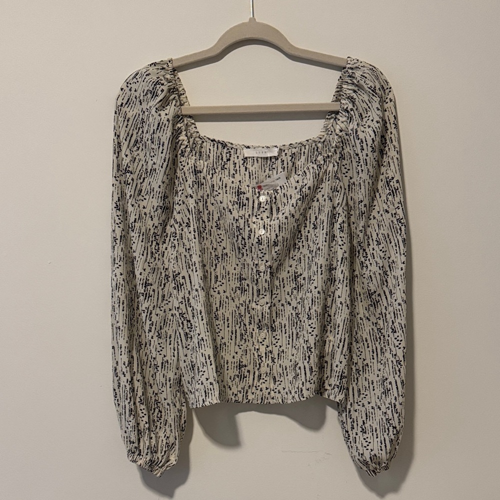 Leith Black and White Abstract Blouse